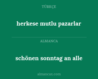 herkese mutlu pazarlar - schönen sonntag an alle