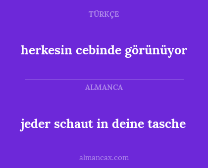 jeder schaut in deine tasche - herkesin cebinde görünüyor