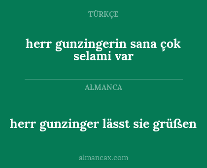 herr gunzinger lässt sie grüßen - herr gunzingerin sana çok selami var