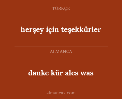 herşey için teşekkürler - danke kür ales was