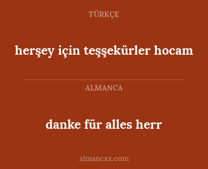 danke für alles herr - herşey için teşşekürler hocam