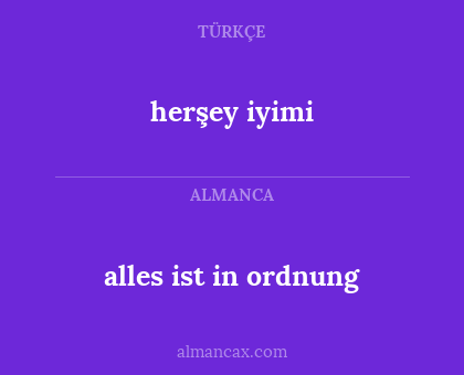 herşey iyimi - alles ist in ordnung