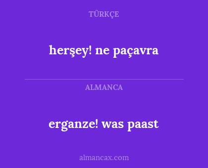 erganze! was paast - herşey! ne paçavra