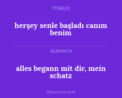 alles begann mit dir, mein schatz - herşey senle başladı canım benim