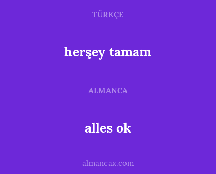 alles ok - herşey tamam