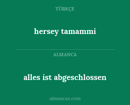 alles ist abgeschlossen - hersey tamammi