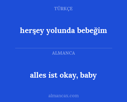 alles ist okay, baby - herşey yolunda bebeğim