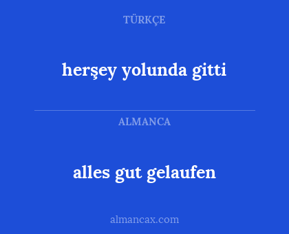 alles gut gelaufen - herşey yolunda gitti
