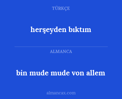herşeyden bıktım - bin mude mude von allem