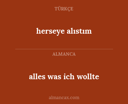 alles was ich wollte - herseye alıstım