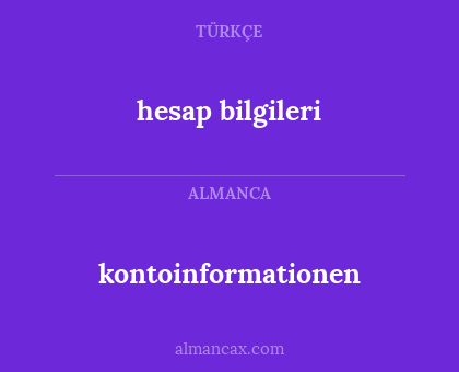 hesap bilgileri - kontoinformationen