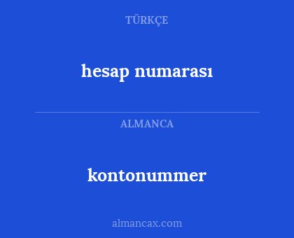 hesap numarası - kontonummer