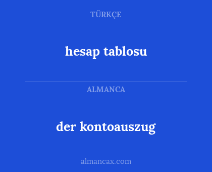 der kontoauszug - hesap tablosu