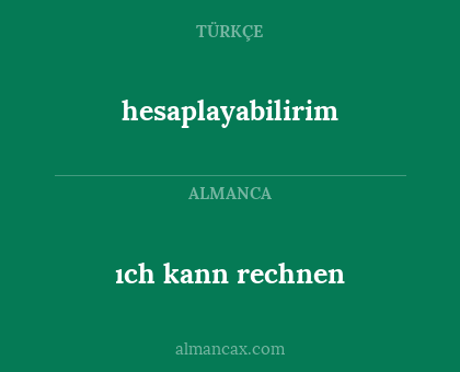 hesaplayabilirim - ıch kann rechnen