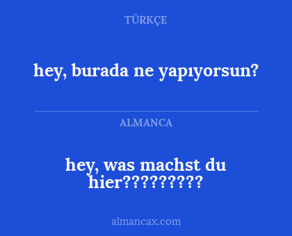 hey, burada ne yapıyorsun? - hey, was machst du hier?????????