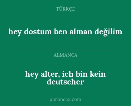 hey alter, ich bin kein deutscher - hey dostum ben alman değilim