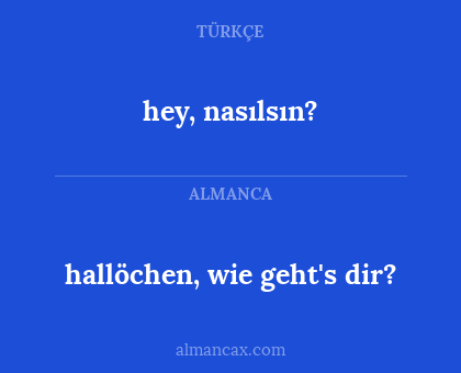 hey, nasılsın? - hallöchen, wie geht's dir?