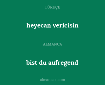 bist du aufregend - heyecan vericisin