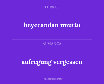 aufregung vergessen - heyecandan unuttu