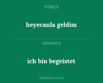 ich bin begeistet - heyecanla geldim
