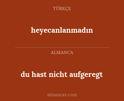 heyecanlanmadın - du hast nicht aufgeregt