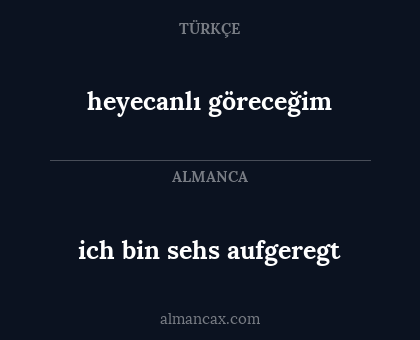 heyecanlı göreceğim - ich bin sehs aufgeregt