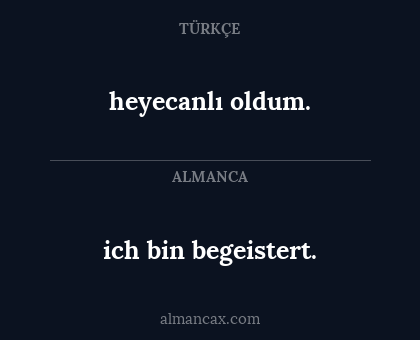 heyecanlı oldum. - ich bin begeistert.