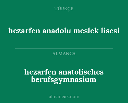 hezarfen anadolu meslek lisesi - hezarfen anatolisches berufsgymnasium