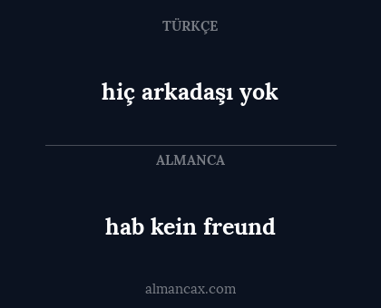 hab kein freund - hiç arkadaşı yok