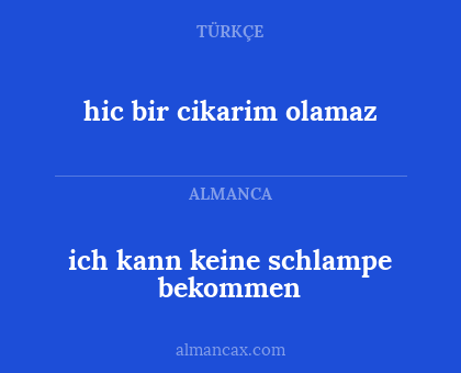 hic bir cikarim olamaz - ich kann keine schlampe bekommen