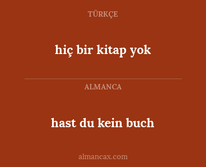 hiç bir kitap yok - hast du kein buch