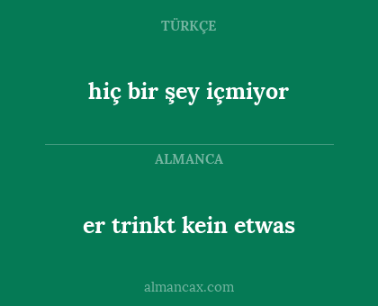 hiç bir şey içmiyor - er trinkt kein etwas