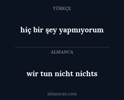 hiç bir şey yapmıyorum - wir tun nicht nichts