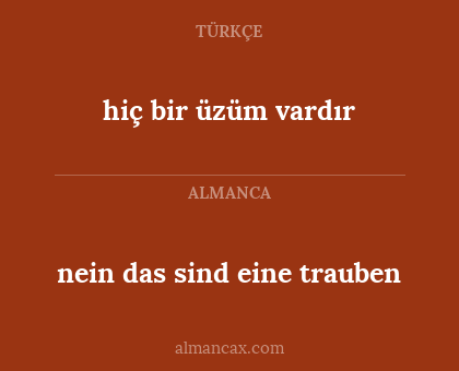 hiç bir üzüm vardır - nein das sind eine trauben