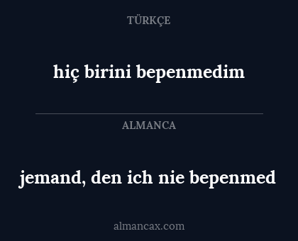 hiç birini bepenmedim - jemand, den ich nie bepenmed