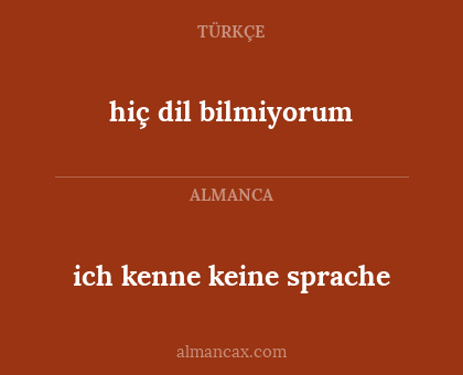 ich kenne keine sprache - hiç dil bilmiyorum