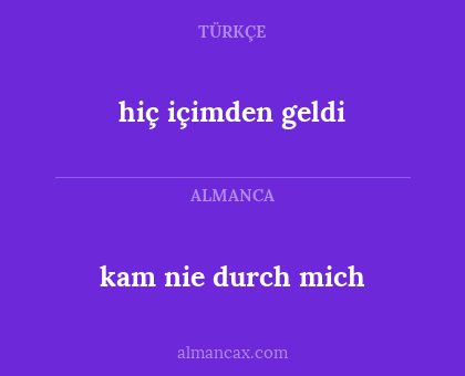kam nie durch mich - hiç içimden geldi