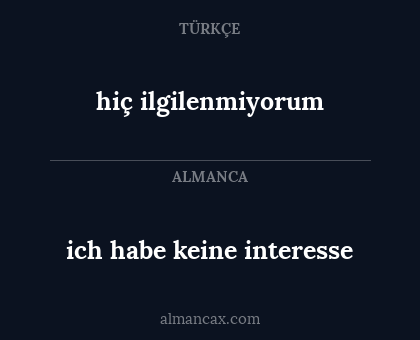 hiç ilgilenmiyorum - ich habe keine interesse