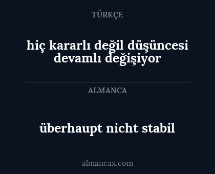 hiç kararlı değil düşüncesi devamlı değişiyor - überhaupt nicht stabil