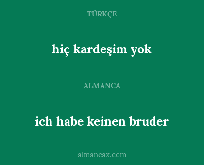 ich habe keinen bruder - hiç kardeşim yok