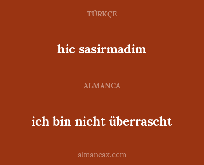 ich bin nicht überrascht - hic sasirmadim
