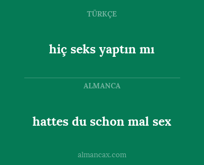 hattes du  schon mal sex - hiç seks yaptın mı