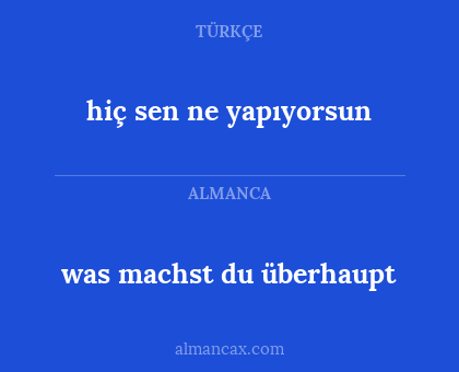 was machst du überhaupt - hiç sen ne yapıyorsun