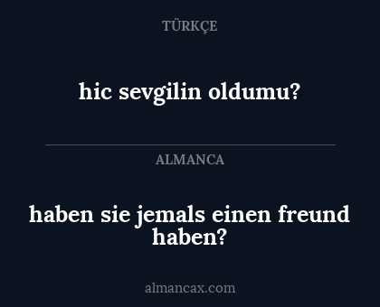 hic sevgilin oldumu? - haben sie jemals einen freund haben?