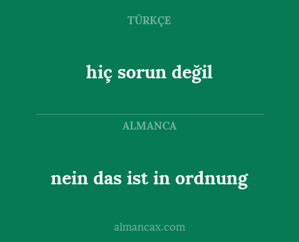 hiç sorun değil - nein das ist in ordnung