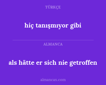 als hätte er sich nie getroffen - hiç tanışmıyor gibi