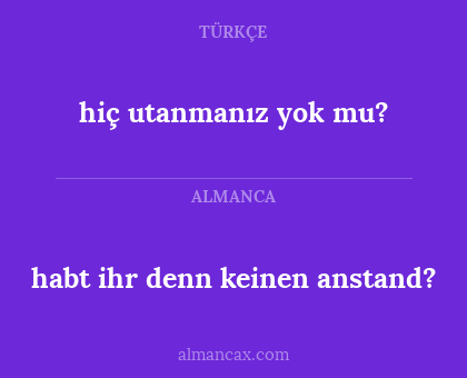 hiç utanmanız yok mu? - habt ihr denn keinen anstand?