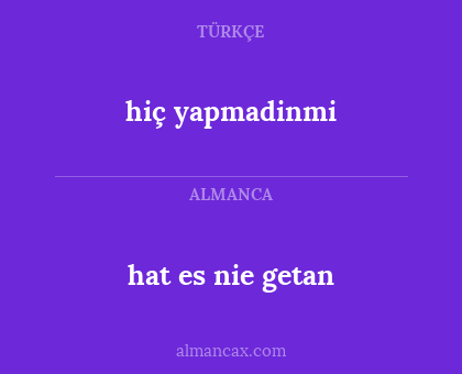 hat es nie getan - hiç yapmadinmi