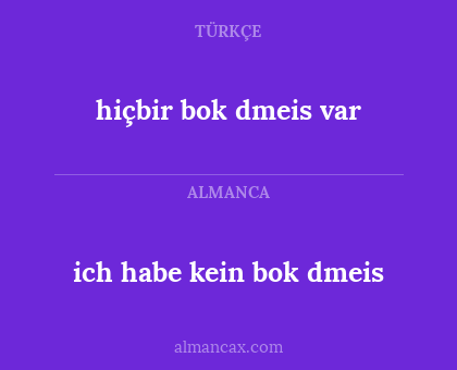 hiçbir bok dmeis var - ich habe kein bok dmeis