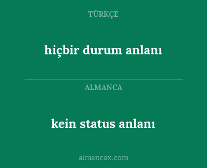 kein status anlanı - hiçbir durum anlanı